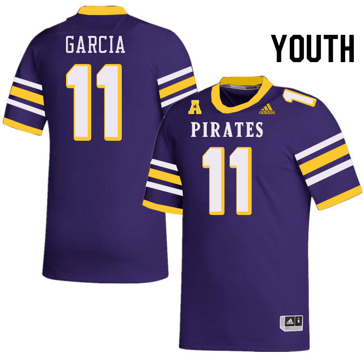 Youth #11 Jake Garcia ECU Pirates College Football Jerseys Stitched-Throwback